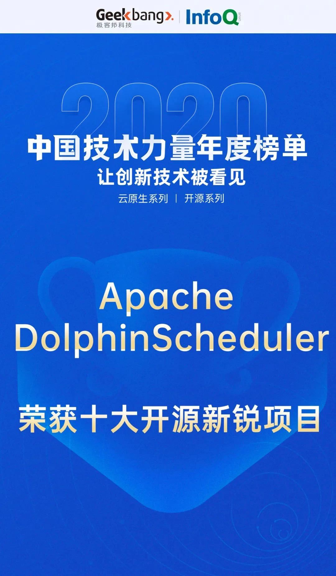 微信图片_20201123140318.jpg 全渠道运营易观数科Apache DolphinScheduler 荣获「2020 年度十大开源新锐项目」